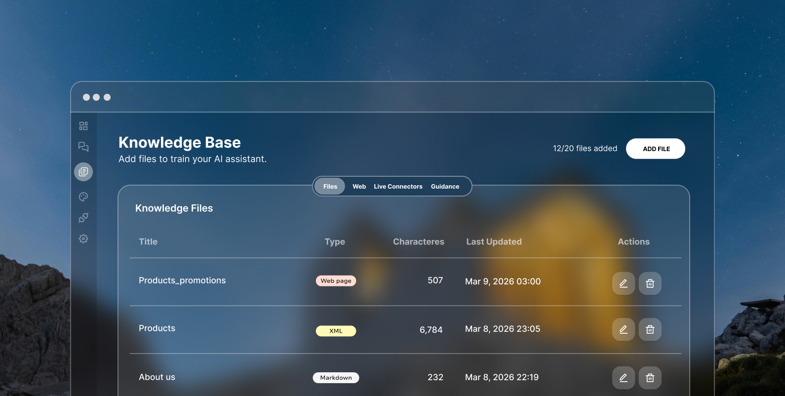 You define the knowledge base