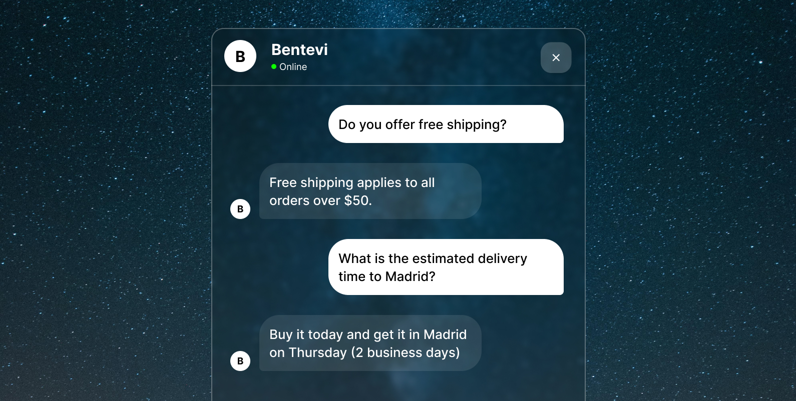 The assistant handles the conversation